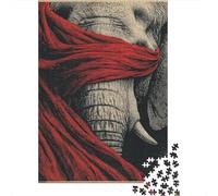 Puzzles De 1000 Pièces pour Adultes Red Scarf Elephant Art Print-2 Puzzles pour Adolescents Activités Familiales Défi Éducatif Jeu Éducatif Jouet De Défi 70x50cm/1000pcs