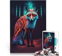 Puzzles de 1000 pièces pour Adultes Renard néon Séjour Anti-Stress pour Tuer Le Temps Convient pour la décoration de Bureau 52x38cm