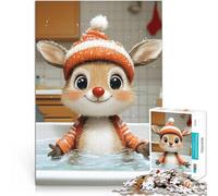 Puzzles de 1000 pièces pour Adultes Renne Mignon dans Un Bain Jouets de Divertissement Familial Cadeau Amusant 38x26cm