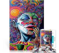 Puzzles de 1000 pièces pour Adultes Rêves psychédéliques éclatants - Portrait Abstrait surréaliste Jeu intellectuel Bon Cadeau 52x38cm