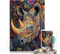 Puzzles de 1000 pièces pour Adultes Rhinocéros Animal Compétition de Vitesse Manuelle Jeu éducatif pour Anniversaire, Noël 50x70cm