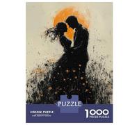 Puzzles De 1000 Pièces pour Adultes Romantic Silhouette with Golden Glow and Wildflowers Puzzle Jeux De Famille Difficile Difficile Cadeaux Uniques pour Anniversaire Et Noël 52x38cm/1000pcs