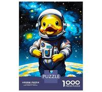 Puzzles De 1000 Pièces pour Adultes Rubber Duck Astronaut Puzzle Jeu Familial Décoration Murale Cadeaux Uniques pour Anniversaire Et Noël 70x50cm/1000pcs