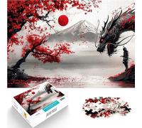 Puzzles de 1000 pièces pour Adultes Samouraï Japonais avec Un Dragon d'ombre Jeu intellectuel Œuvre d'art 38x26cm