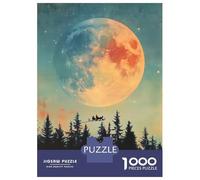 Puzzles De 1000 Pièces pour Adultes Santas Flight Under Giant Moon Christmas Puzzle pour Adultes Jeu Pratique, Analyse Et Logique Jeu Stimulant Cadeaux 70x50cm/1000pcs