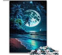 Puzzles de 1000 pièces pour Adultes, scènes Nocturnes sur la Plage, Jeu Familial Anti-Stress, défi Difficile, Cadeaux pour Amis et Famille (50x75cm)