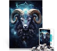 Puzzles de 1000 pièces pour Adultes Signe du Zodiaque Bélier Fabriqué en Carton Convient aux Personnes âgées de 14 Ans et Plus Jouets Jeux Éducatifs Anti-Stress Don d'œuvres d'art。Taille：26x38cm
