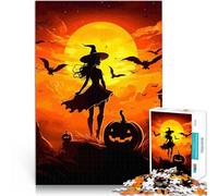 Puzzles de 1000 pièces pour Adultes Silhouette de sorcière d'halloween Casse-tête Chaque pièce est Unique - Jeu Familial Stimulant et Amusant 52x38cm