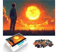 Puzzles de 1000 pièces pour Adultes Silhouette sous Une Lune géante Difficile et défi Offrir en Cadeau à Toute la Famille 38x26cm