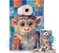 Puzzles de 1000 pièces pour Adultes Singe avec du Papier Toilette Jeux Amusants en Famille Améliorer la mémoire 75x50cm
