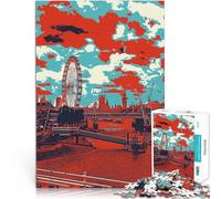 Puzzles de 1000 pièces pour Adultes Skyline de Londres avec la Grande Roue Jeux éducatifs Cadeaux du Père Noël Secret 75x50cm