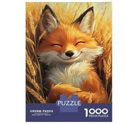 Puzzles De 1000 Pièces pour Adultes Smiling Fox in Wheat Puzzle Adulte Jeux Amusants mais Amusants Et Humoristiques, Un Vrai Défi À Terminer 70x50cm/1000pcs