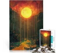 Puzzles de 1000 pièces pour Adultes Soleil surréaliste Qui coule sur Une forêt et Une rivière mystiques Défi Difficile Bon Cadeau 75x50cm