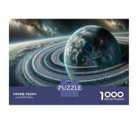 Puzzles De 1000 Pièces pour Adultes Space Planet with Rings Puzzle Adulte, Jeu De Réflexion, Cadeau d'anniversaire, Cadeaux Uniques 70x50cm/1000pcs