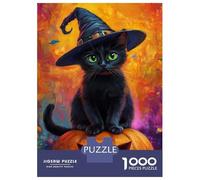 Puzzles De 1000 Pièces pour Adultes Spooky Pumpkin Cat -3 Puzzle pour Adultes Jeu Pratique, Analyse Et Logique Jeu Stimulant Cadeaux 70x50cm/1000pcs