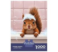 Puzzles De 1000 Pièces pour Adultes Squirrel in Bathtub with Bubbles Puzzle Adulte Jeux Amusants mais Amusants Et Humoristiques, Un Vrai Défi À Terminer 38x26cm/1000pcs