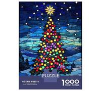 Puzzles De 1000 Pièces pour Adultes Stained Glass Christmas Tree Puzzles pour Adultes Jeux Relaxants Améliore La Mémoire Cadeaux De Noël Et d'anniversaire 38x26cm/1000pcs