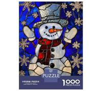 Puzzles De 1000 Pièces pour Adultes Stained Glass Snowman Puzzle pour Adultes Jeu Pratique, Analyse Et Logique Jeu Stimulant Cadeaux 52x38cm/1000pcs