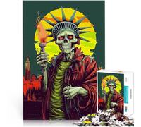 Puzzles de 1000 pièces pour Adultes Statue de la Liberté Crâne Art Assemblage du modèle Liste de souhaits avec Le Père Noël 38x26cm