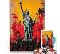 Puzzles de 1000 pièces pour Adultes Statue de la Liberté expressionniste - Réinterprétation audacieuse de l'art Contemporain Casse-tête pour Idées Cadeaux 38x26cm