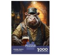 Puzzles De 1000 Pièces pour Adultes Steampunk Craft Beer Hippo Puzzle Adulte, Jeu De Réflexion, Cadeau d'anniversaire, Cadeaux Uniques 38x26cm/1000pcs
