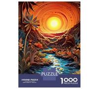 Puzzles De 1000 Pièces pour Adultes Sunset Over The River Puzzles pour Adolescents Jeux Relaxants Course De Vitesse Manuelle Cadeaux De Noël Et d'anniversaire 70x50cm/1000pcs