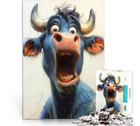 Puzzles de 1000 pièces pour Adultes Taureau Bleu surpris Jouet éducatif d'apprentissage Offrir en Cadeau à Toute la Famille 38x26cm