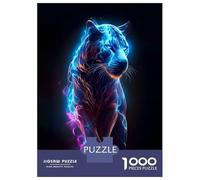 Puzzles De 1000 Pièces pour Adultes The Glowing Tiger Puzzle Jeux De Famille Difficile Difficile Cadeaux Uniques pour Anniversaire Et Noël 52x38cm/1000pcs