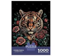Puzzles De 1000 Pièces pour Adultes Tiger and Flowers Puzzle Adulte Jeux Relaxants Défi Difficile Aide À Exercer Le Cerveau 52x38cm/1000pcs