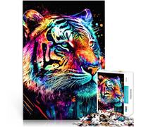 Puzzles de 1000 pièces pour Adultes Tigre coloré Jouet éducatif d'apprentissage Chaque pièce est Unique - Jeu Familial Stimulant et Amusant 50x70cm