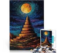 Puzzles de 1000 pièces pour Adultes Tour de Babel sous la Pleine Lune Casse-tête Chaque pièce est Unique - Jeu Familial Stimulant et Amusant 52x38cm