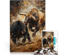 Puzzles de 1000 pièces pour Adultes “Trade cryptographique Ours vs Taureau” Fait de Bois，pour Les 14 Ans et Plus Jeu Stimulant C'est Un pour Toute la Famille。Taille：50x75cm