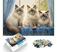 Puzzles de 1000 pièces pour Adultes Trois Chats Ragdoll Réduction du Stress intéressante Offrir en Cadeau à Toute la Famille 75x50cm