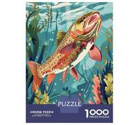 Puzzles De 1000 Pièces pour Adultes Trout in Underwater World Puzzles pour Adolescents Jeu Familial Améliore La Mémoire Difficile Et Stimulant 52x38cm/1000pcs