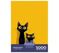 Puzzles De 1000 Pièces pour Adultes Two Black Cats on Yellow Background Puzzles pour Adolescents Activités Familiales Défi Éducatif Jeu Stimulant Et Divertissement en Famille 38x26cm/1000pcs