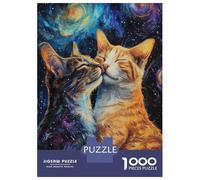 Puzzles De 1000 Pièces pour Adultes Two Cats in Love Together Puzzles pour Adultes - Jeu De Réflexion Et Anti-Stress - Cadeau d'anniversaire Original 70x50cm/1000pcs