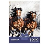 Puzzles De 1000 Pièces Pour Adultes Two Horses Running Puzzle Pour Adolescents Course De Vitesse Manuelle Entraînez Votre Cerveau Et Vos Mains, Des Jouets Addictifs Pour Cultiver La Patience 38x26cm/1
