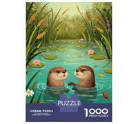 Puzzles De 1000 Pièces pour Adultes Two Otters in A Pond Puzzles pour Adultes Jeux Relaxants Améliore La Mémoire Cadeaux De Noël Et d'anniversaire 70x50cm/1000pcs