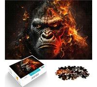 Puzzles de 1000 pièces pour Adultes “Un chimpanzé Fait de feu” Fait de Papier，pour Les 14 Ans et Plus Jeux éducatifs à Faire soi-même Cadeaux du Père Noël Secret。Taille：26x38cm/10.24x14.96pouce