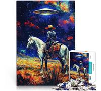 Puzzles de 1000 pièces pour Adultes Un Cow-Boy Rencontre Un OVNI Jeux éducatifs Décoration d'intérieur Jeu de défi Unique 38x26cm