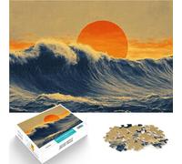 Puzzles de 1000 pièces pour Adultes Vague de Coucher de Soleil sur l'océan Jeux Amusants est idéal comme Cadeau pour Toute la Famille 26x38cm