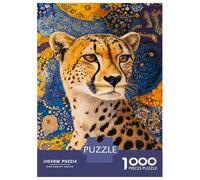 Puzzles De 1000 Pièces pour Adultes Vibrant Cheetah Artwork-3 Puzzles pour Adultes - Jeu De Réflexion, Analyse Et Logique pour Les Amateurs De Jeux 38x26cm/1000pcs
