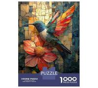 Puzzles De 1000 Pièces pour Adultes Vibrant Hummingbird and Flower in Stained Glass Puzzle pour Adultes, Jouet Anti-Stress, Difficile, Très Difficile Et Stimulant 70x50cm/1000pcs