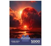 Puzzles De 1000 Pièces pour Adultes Volcanic Red Moon Puzzles pour Adultes - Décoration Murale - Loisirs À Domicile - Cadeaux d'anniversaire Et De Noël Uniques 52x38cm/1000pcs