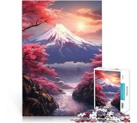 Puzzles de 1000 pièces pour Adultes Vue sur Le Fuji avec des cerisiers en Fleurs Jeu Pratique Une œuvre d'art 75x50cm
