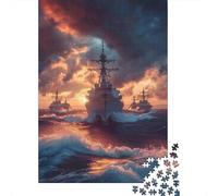 Puzzles De 1000 Pièces pour Adultes Warship Squadron at Sunset Puzzles pour Adolescents Activités Familiales Défi Éducatif Jeu Éducatif Jouet De Défi 38x26cm/1000pcs