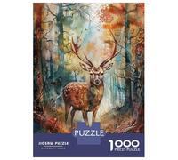 Puzzles De 1000 Pièces pour Adultes Watercolor Deer in Forest Puzzle pour Adolescents Améliore La Mémoire Chaque Pièce Est Unique - Jouets Et Jeux Éducatifs 38x26cm/1000pcs