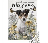 Puzzles De 1000 Pièces pour Adultes Welcome Jack Russell Terrier Art Print Puzzle Jeu Familial Décoration Murale Cadeaux Uniques pour Anniversaire Et Noël 52x38cm/1000pcs