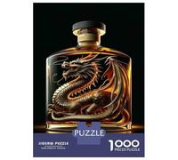 Puzzles De 1000 Pièces pour Adultes Whiskey Bottle with Dragon Design Puzzles pour Adolescents Activités Familiales Défi Éducatif Jeu Stimulant Et Divertissement en Famille 70x50cm/1000pcs
