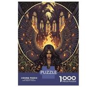 Puzzles De 1000 Pièces pour Adultes Winged Fallen Angel in Burning Cathedral Puzzle pour Adultes Jeu Pratique, Analyse Et Logique Jeu Stimulant Cadeaux 70x50cm/1000pcs
